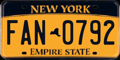 NY license plate FAN0792