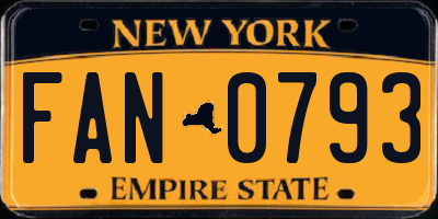 NY license plate FAN0793