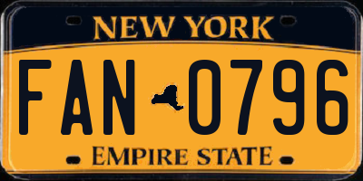 NY license plate FAN0796