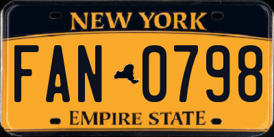 NY license plate FAN0798