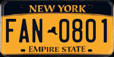 NY license plate FAN0801