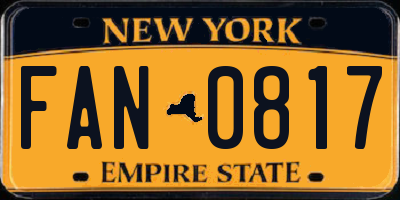 NY license plate FAN0817