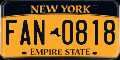 NY license plate FAN0818