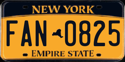 NY license plate FAN0825