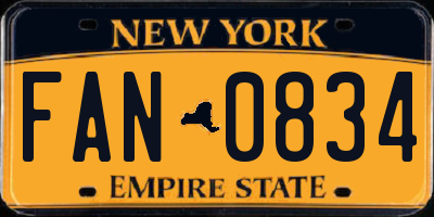 NY license plate FAN0834