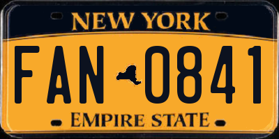 NY license plate FAN0841