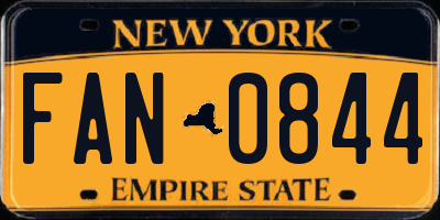 NY license plate FAN0844