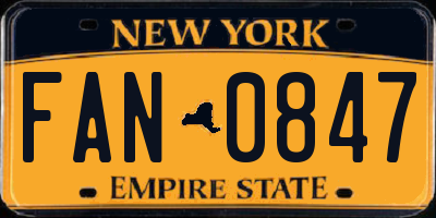 NY license plate FAN0847