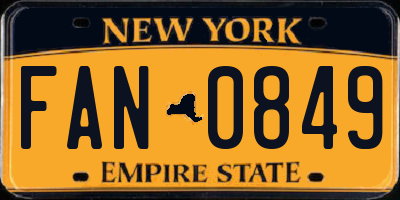 NY license plate FAN0849