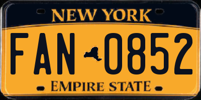 NY license plate FAN0852