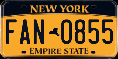 NY license plate FAN0855