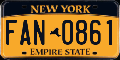 NY license plate FAN0861