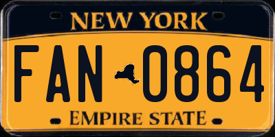 NY license plate FAN0864