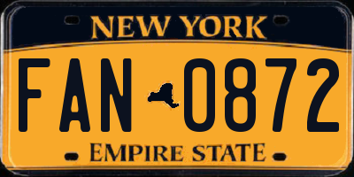 NY license plate FAN0872