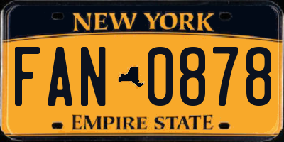 NY license plate FAN0878