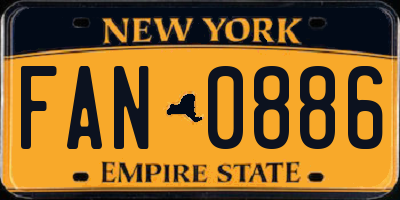 NY license plate FAN0886