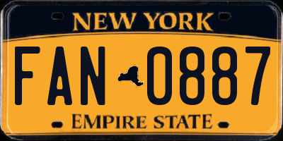 NY license plate FAN0887