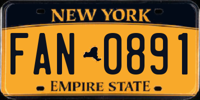 NY license plate FAN0891