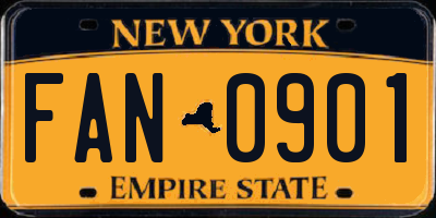 NY license plate FAN0901