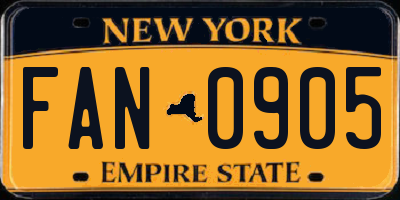NY license plate FAN0905