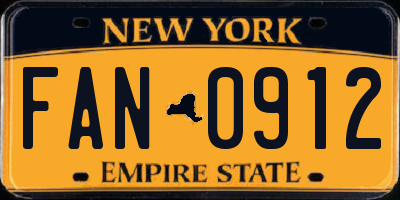 NY license plate FAN0912