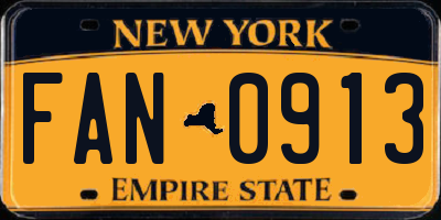 NY license plate FAN0913