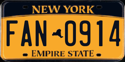 NY license plate FAN0914
