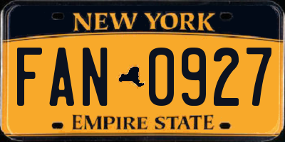 NY license plate FAN0927
