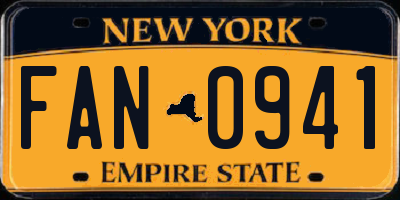 NY license plate FAN0941
