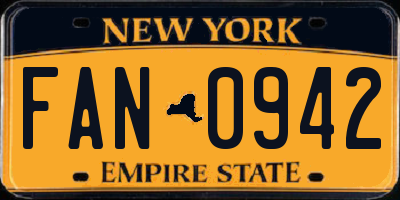 NY license plate FAN0942
