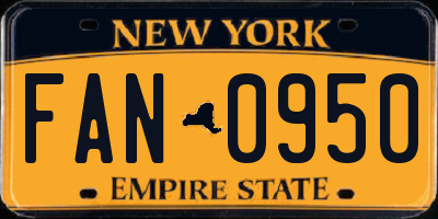 NY license plate FAN0950