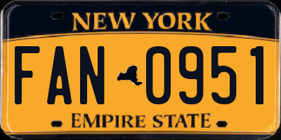NY license plate FAN0951
