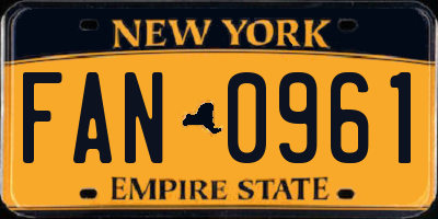 NY license plate FAN0961