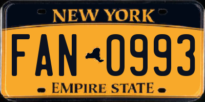 NY license plate FAN0993