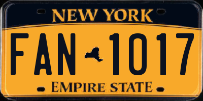 NY license plate FAN1017