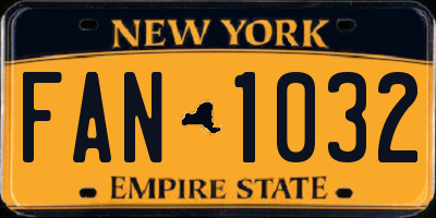 NY license plate FAN1032