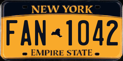 NY license plate FAN1042