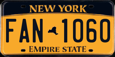 NY license plate FAN1060