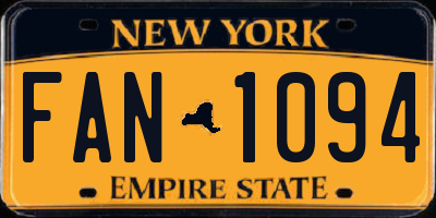 NY license plate FAN1094