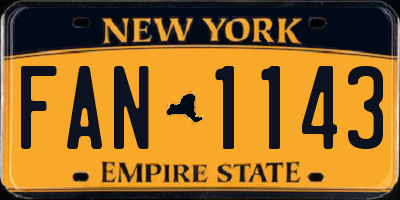 NY license plate FAN1143