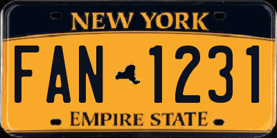 NY license plate FAN1231