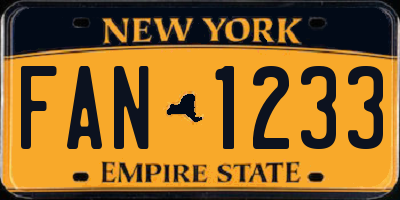 NY license plate FAN1233