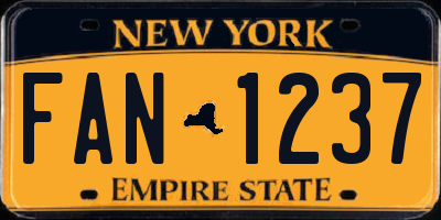NY license plate FAN1237