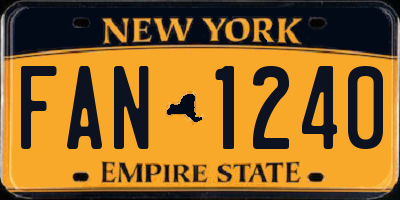 NY license plate FAN1240