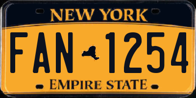 NY license plate FAN1254