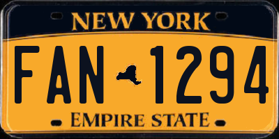 NY license plate FAN1294