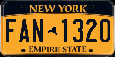 NY license plate FAN1320