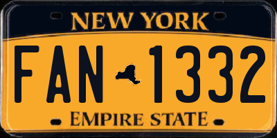 NY license plate FAN1332