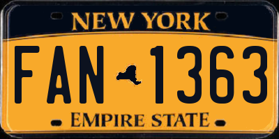 NY license plate FAN1363