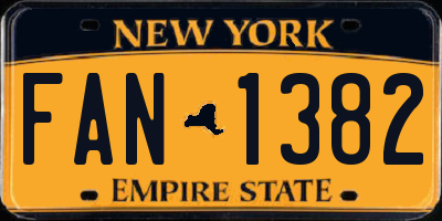 NY license plate FAN1382